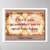 Travel quote - Dalai Lama - kunstdruk Poster (Voorkant)