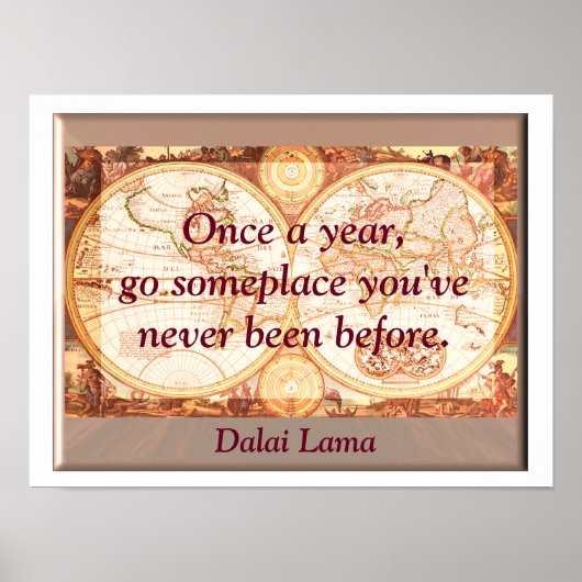 Travel quote - Dalai Lama - kunstdruk Poster (Voorkant)