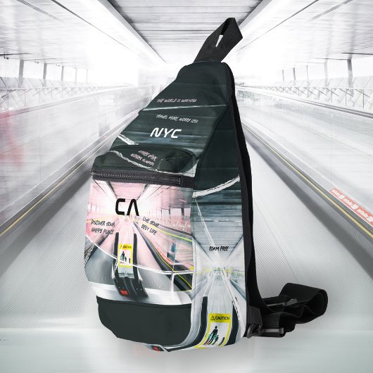 Travel Quotes Airport Monogram Uw foto Sling Bag