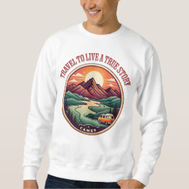 Travel Real Story Tee — No Fake Journeys Badge Trui