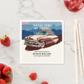 Travel Retro Classic Car Theme 50th Birthday Servet (Insitu)