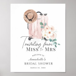 Travel Roze Koffer Vrijgezellenfeest Welkom Poster