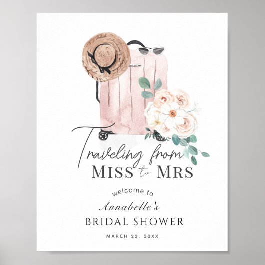 Travel Roze Koffer Vrijgezellenfeest Welkom Poster (Voorkant)