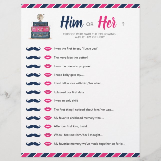 Travel Shower Theme Baby Bridal Hem of her Game (Voorkant)