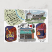 Travel Sketch Briefkaart Strumming door Nashville (Voorkant)