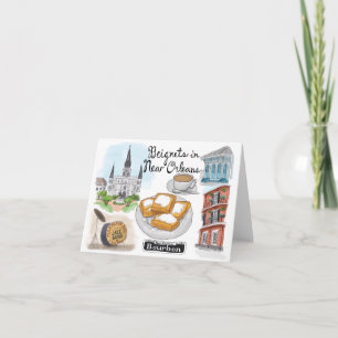 Travel Sketch Notecard: Beignets in New Orleans Kaart