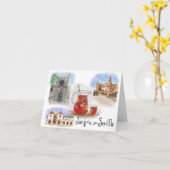 Travel Sketch Notecard: Sangria in Sevilla Spanje Kaart (Gele Bloem)