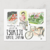 Travel Sketch Postcard: Wandering Tsukiji Tokyo Briefkaart (Voorkant)