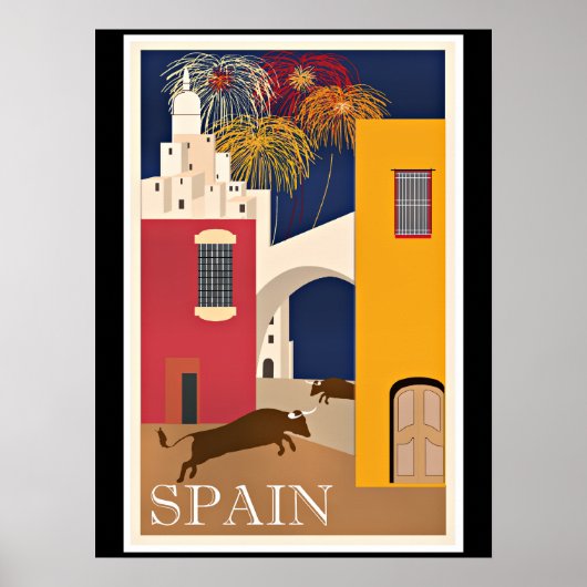 Travel Spain, vintage travel poster, Poster (Voorkant)