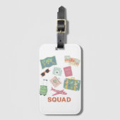 Travel Squad – Schattigee vakantie Essentials Bagagelabel (Voorkant (verticaal))