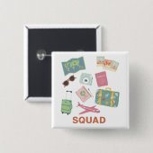 Travel Squad – Schattigee vakantie Essentials Vierkante Button 5,1 Cm (Voorkant /achterkant)