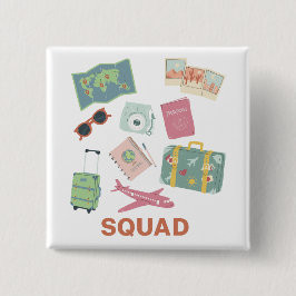 Travel Squad – Schattigee vakantie Essentials Vierkante Button 5,1 Cm
