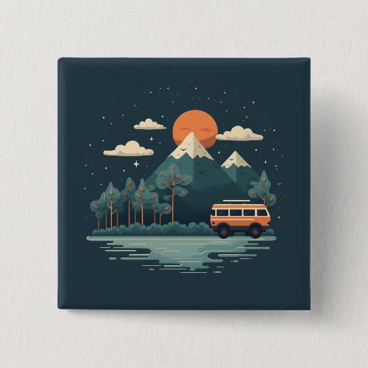 Travel Square-Button Vierkante Button 5,1 Cm (Voorkant)