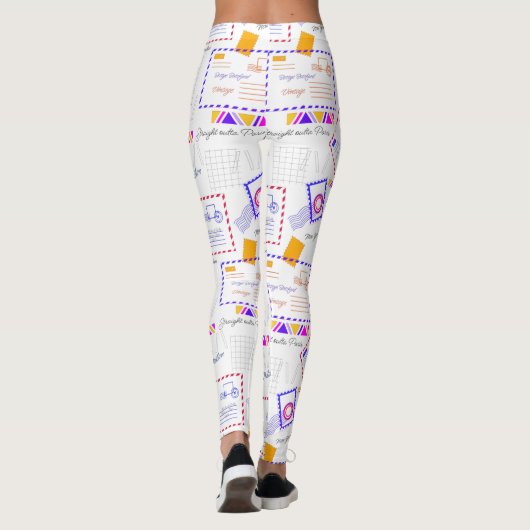 Travel Stamp Cities Colorful Patroon Leggings (Achterkant)