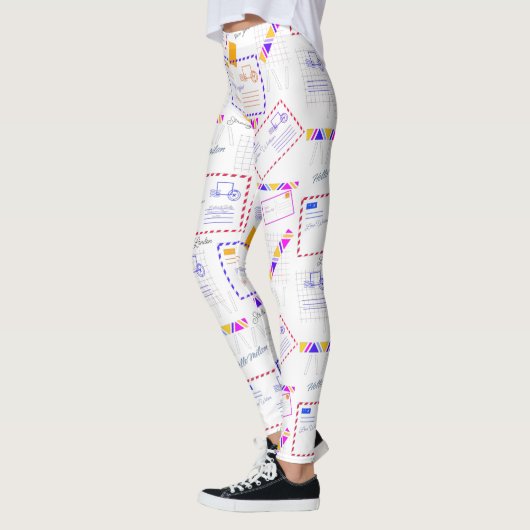 Travel Stamp Cities Colorful Patroon Leggings (Links)