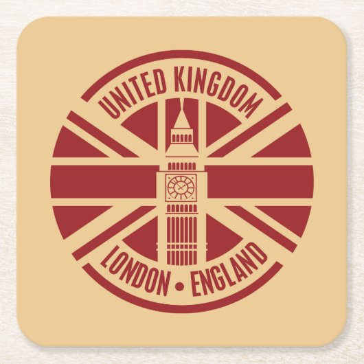Travel Stamp, Londen Engeland Kartonnen Onderzetters (Voorkant)
