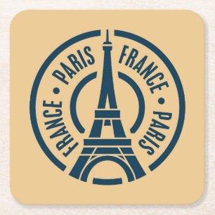 Travel Stamp, Parijs Frankrijk Kartonnen Onderzetters