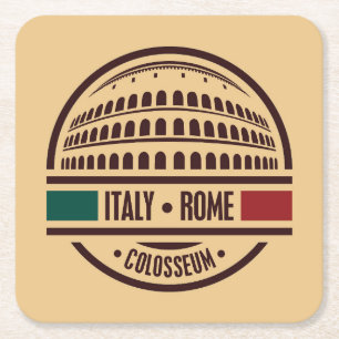 Travel Stamp, Rome Italië Kartonnen Onderzetters