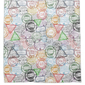 Travel Stamps Douchegordijn (Voorkant)