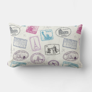 Travel Stamps Lumbar Pillow Kussen