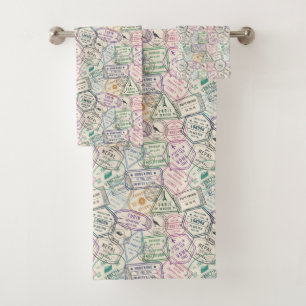 Travel Stamps Patroon Bad Handdoek
