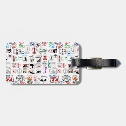 Travel Stamps Patroon Bagagelabel (Achterkant horizontaal)