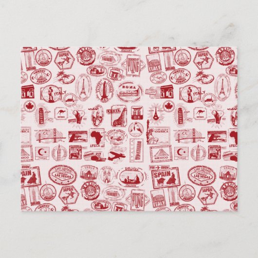 Travel Stamps Patroon Briefkaart (Voorkant)