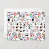 Travel Stamps Patroon Briefkaart (Voorkant / Achterkant)