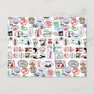 Travel Stamps Patroon Briefkaart
