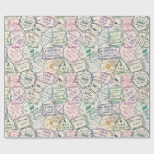 Travel Stamps Patroon Cadeaupapier (Vlak)