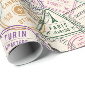 Travel Stamps Patroon Cadeaupapier (Rol Hoek)