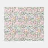 Travel Stamps Patroon Fleece Deken (Voorkant (Horizontaal))
