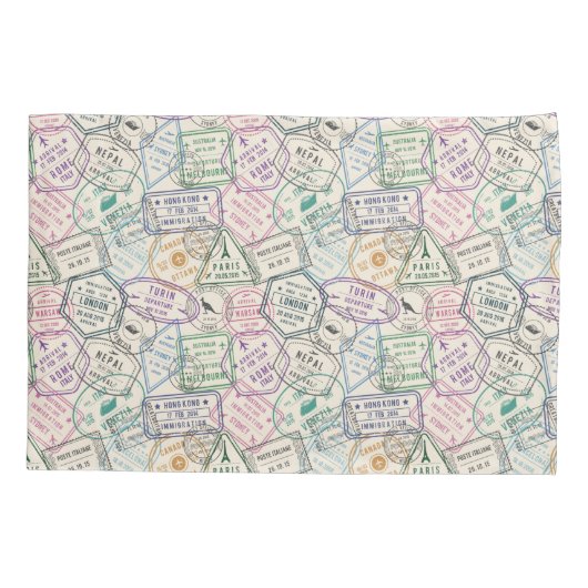 Travel Stamps Patroon Kussensloop (Achterkant)