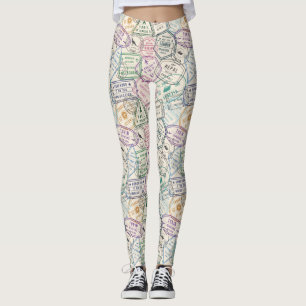 Travel Stamps Patroon Leggings