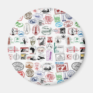 Travel Stamps Patroon Magneet