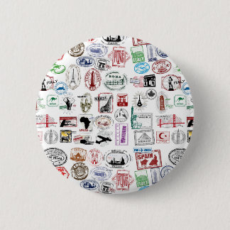 Travel Stamps Patroon Ronde Button 5,7 Cm