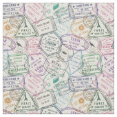 Travel Stamps Patroonstructuur Stof (Swatch)