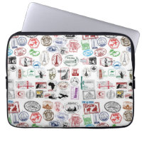 Travel Stamps Pattern Hoesje Sleeve