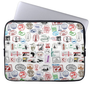 Travel Stamps Pattern Hoesje Sleeve