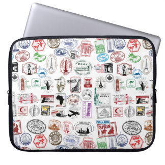 Travel Stamps Pattern Hoesje Sleeve