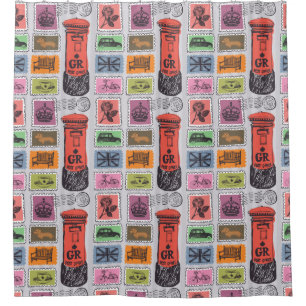Travel Stamps Showgordijn Douchegordijn