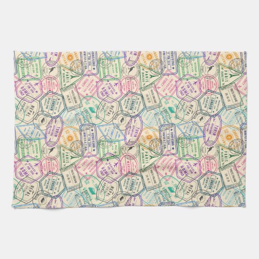 Travel Stamps Theedoek (Horizontaal)