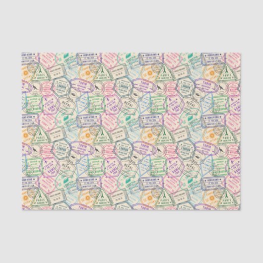 Travel Stamps Tissuepapier (Voorkant)