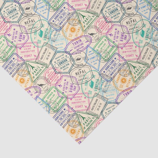 Travel Stamps Tissuepapier (Detail)