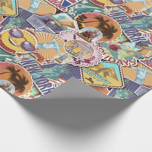 Travel Sticker Pattern Cadeaupapier (Hoek)