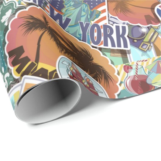 Travel Sticker Pattern Cadeaupapier (Rol Hoek)