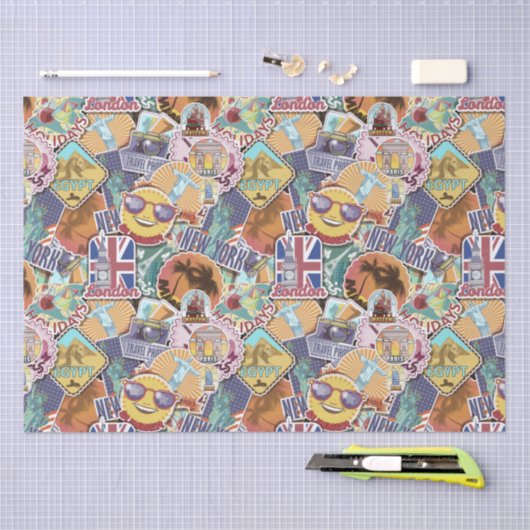 Travel Sticker Pattern Tissuepapier (Craft)