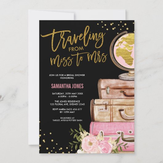 Travel Suitcase Vrijgezellenfeest over de hele wer Kaart (Voorkant)