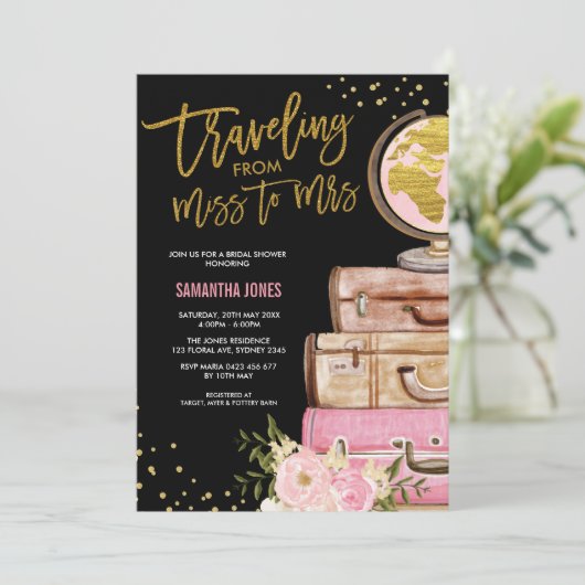 Travel Suitcase Vrijgezellenfeest over de hele wer Kaart (Staand voorkant)