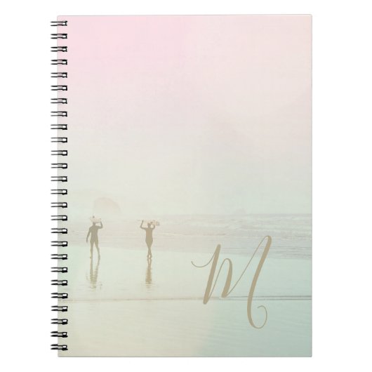 Travel Summer Surfers Beach Pink Mist Monogram Notitieboek (Voorkant)